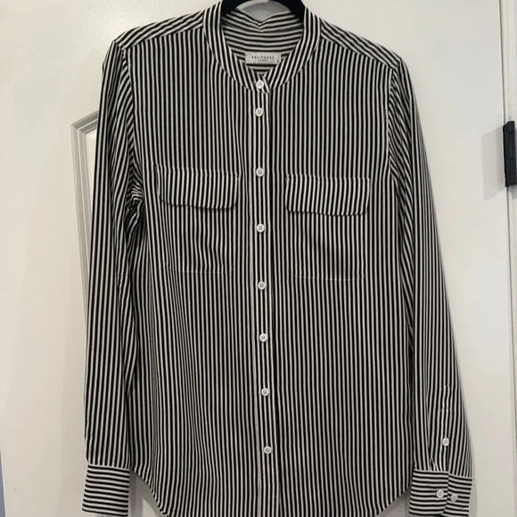 Equipment Black and White Striped Blouse - Picture 2 of 5